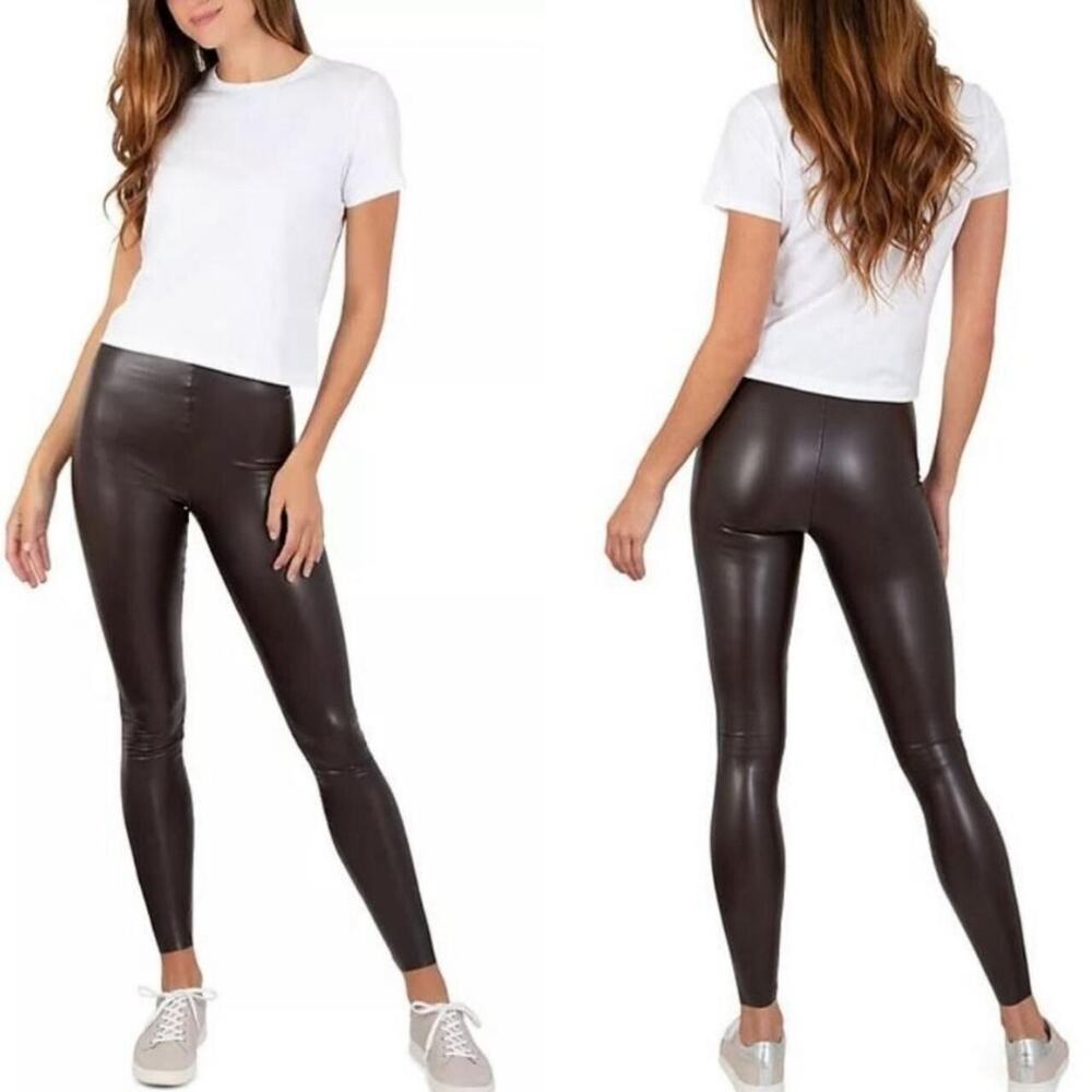 Joie Womens Seamless Faux Leather Leggings Size XXL Espresso Stretch Going Out